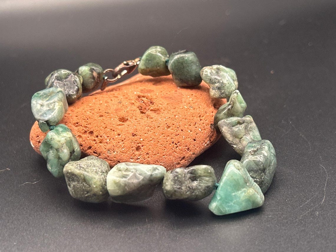 Vintage Lucoral LUC 925 Sterling Silver Raw Emerald 3 Pc Jewelry Set Stuller, photo 7 of 13