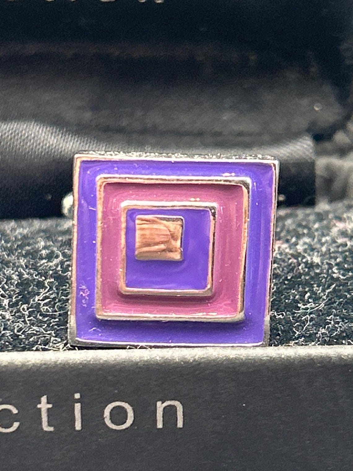 Vintage Milan Collection Cufflinks | Retro Purple Pink Nested Geometric Boxed, photo 8 of 8