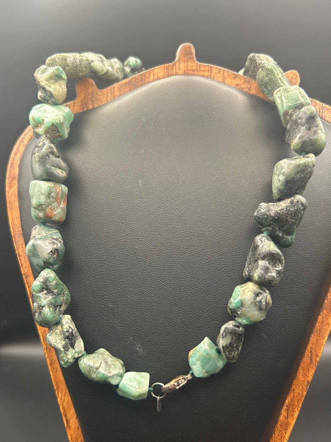 Vintage Lucoral LUC 925 Sterling Silver Raw Emerald 3 Pc Jewelry Set Stuller, photo 5 of 13