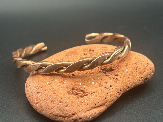 Handmade Copper Twist Bracelet High Polish 6mm Adjustable 7.5" Artisan