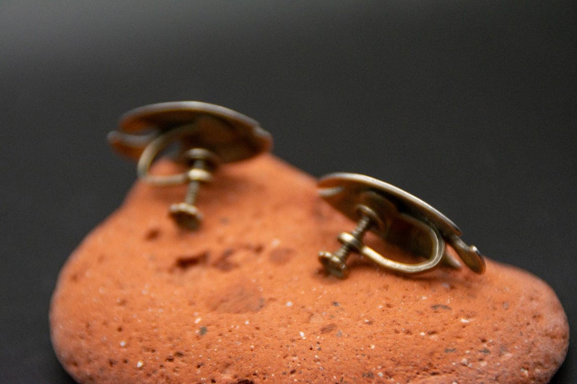 Vintage Mexican Metales Casados Silver Fish Screwback Earrings, photo 5 of 7