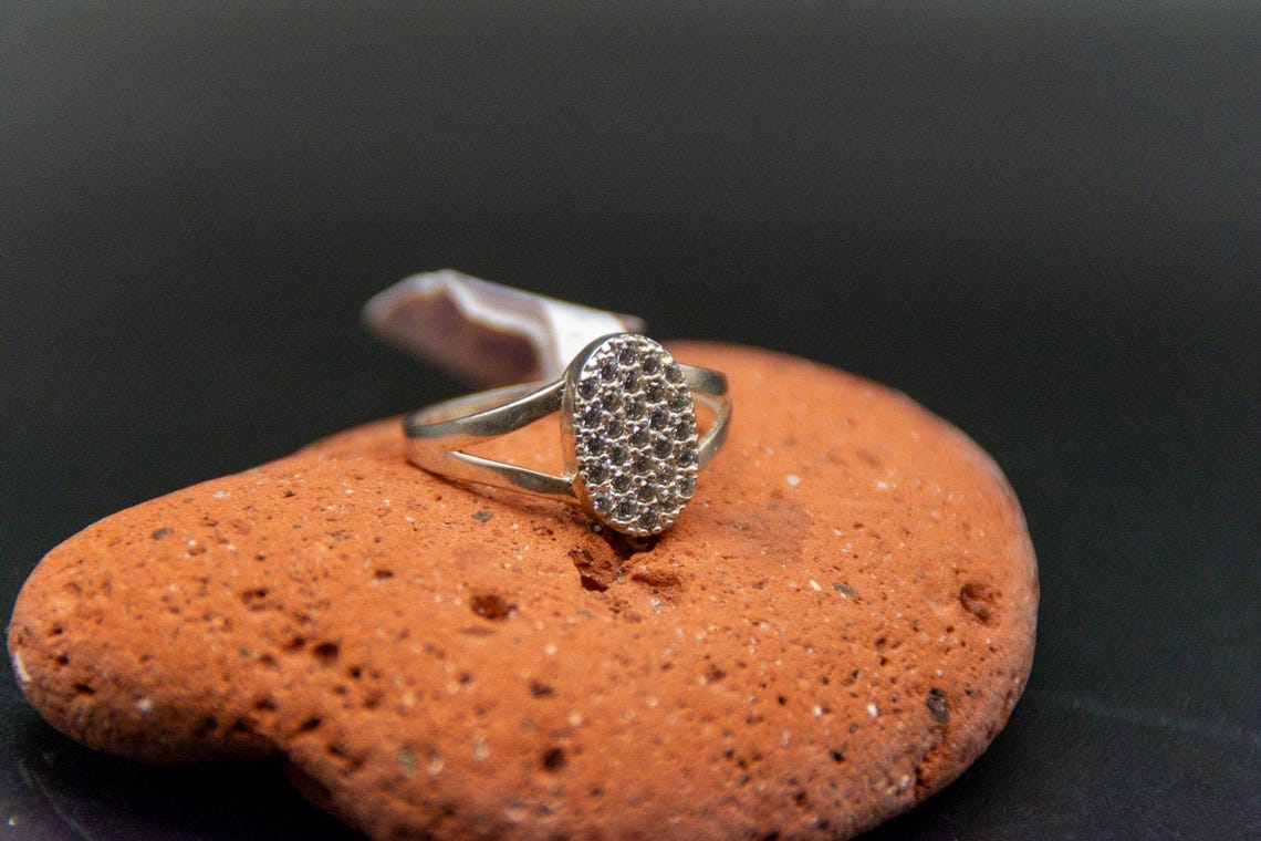 Pave CZ Cluster Ring in Sterling Silver - Size 8.5, photo 2 of 6