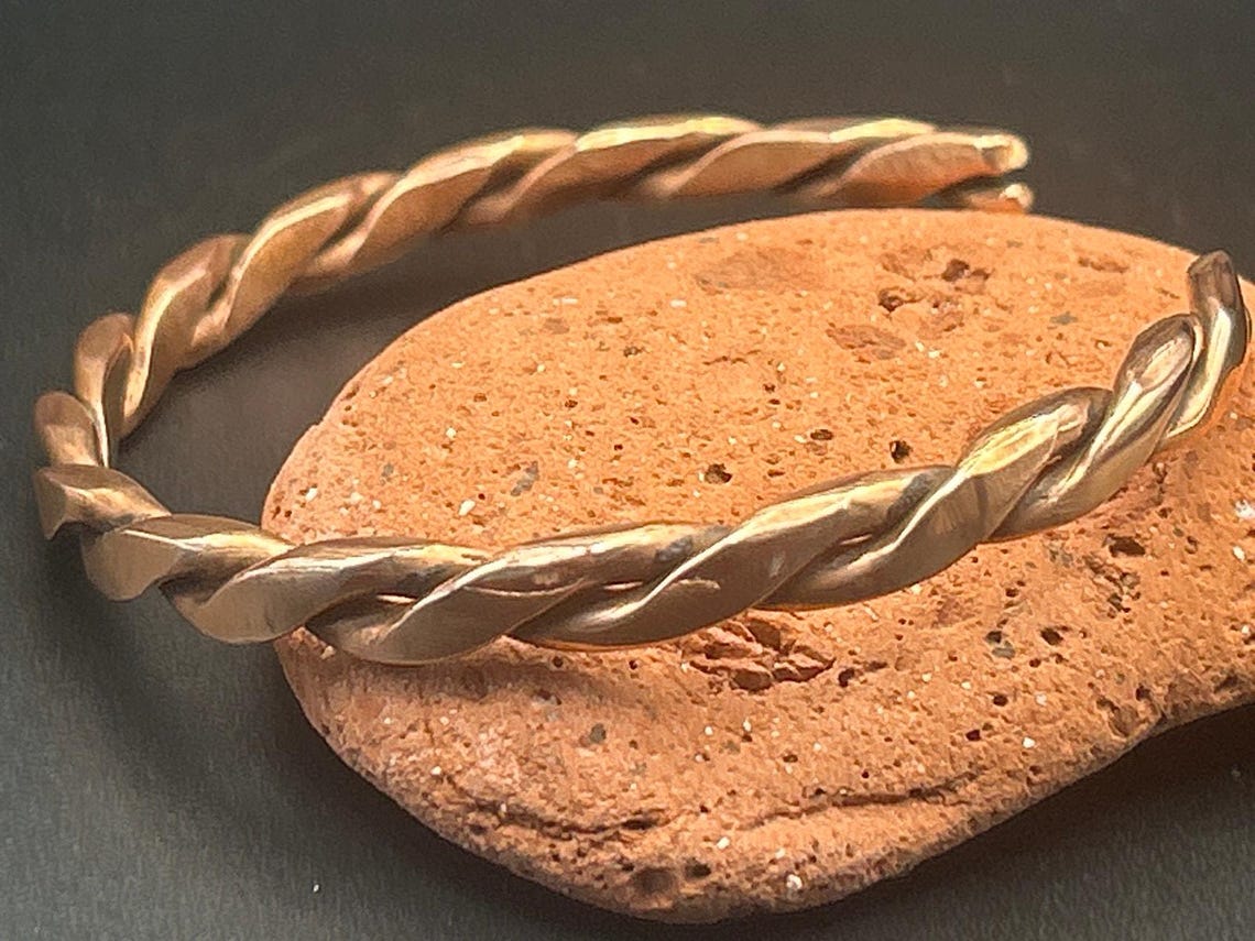 Handmade Copper Twist Bracelet High Polish 6mm Adjustable 7.5" Artisan, photo 3 of 6
