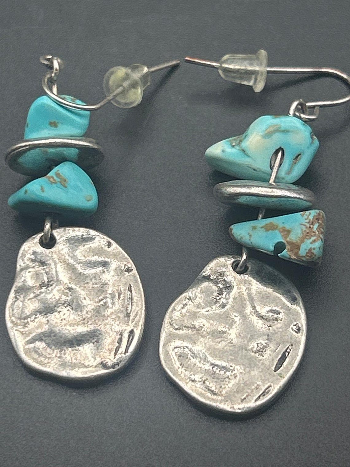 Vintage Antiqued Silver Tone Multi Tier Leaf Drop Dangle Earrings, photo 6 of 6