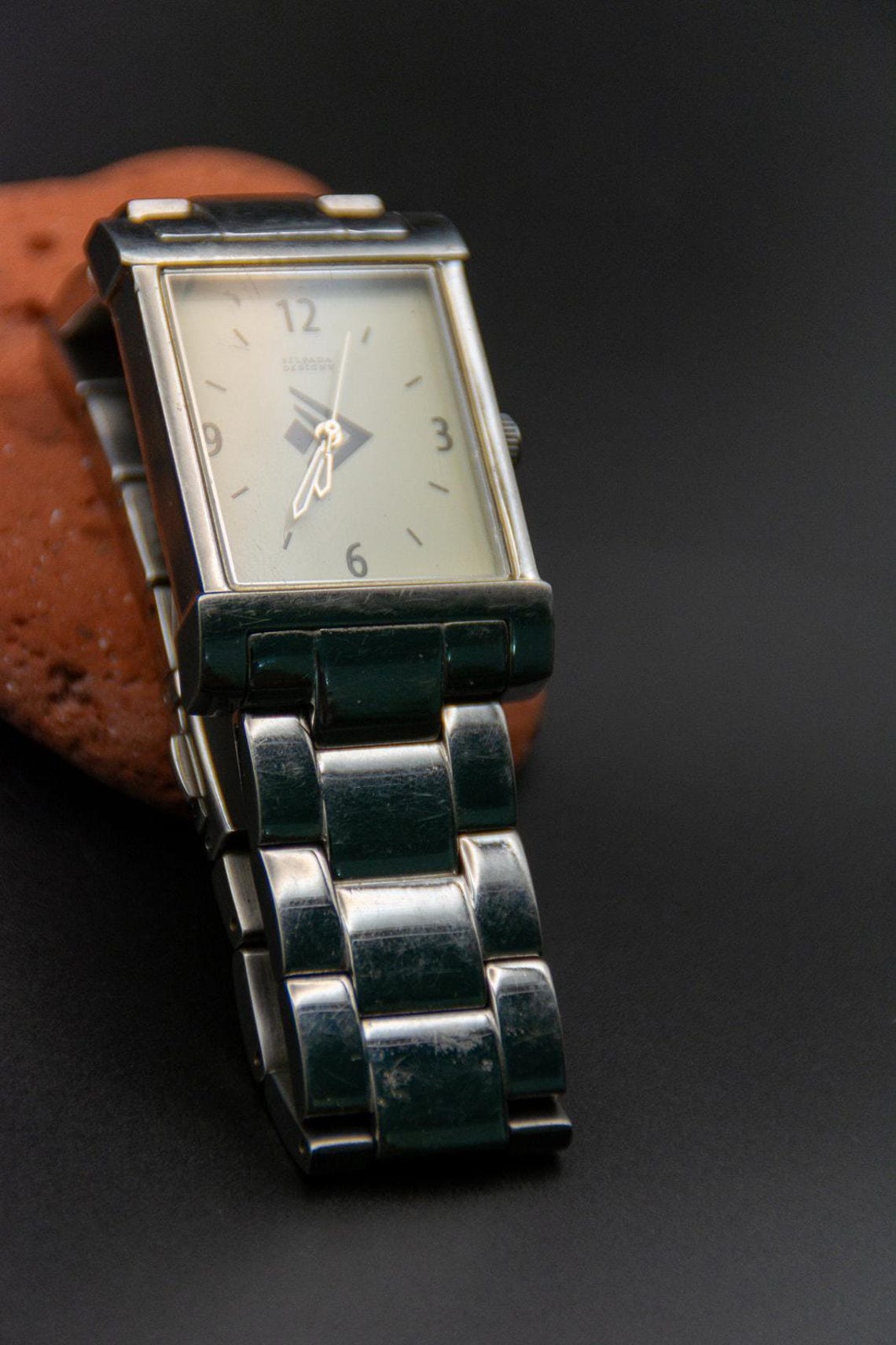 Silpada Designs Stainless Steel Tank Boyfriend Watch Rectangular Silver Tone Dial, photo 2 of 11