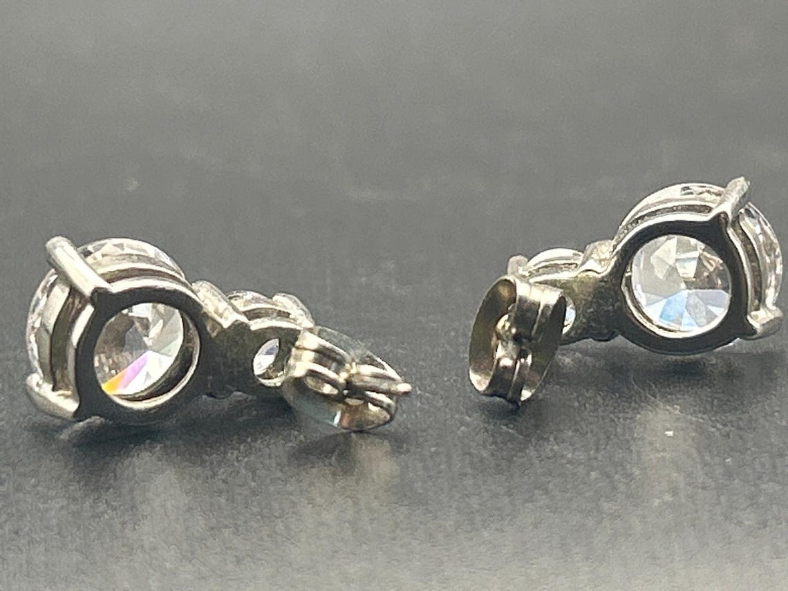 Vintage Clear Crystal Rhinestone Drop Dangle Cluster Earrings, photo 6 of 6