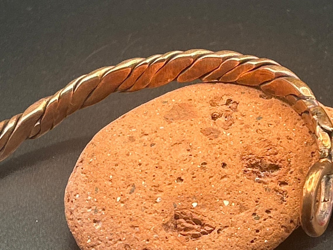 Handmade Copper Bicep Cuff - Twist With Light Flame Kissed Finish Upper Arm, photo 12 of 12