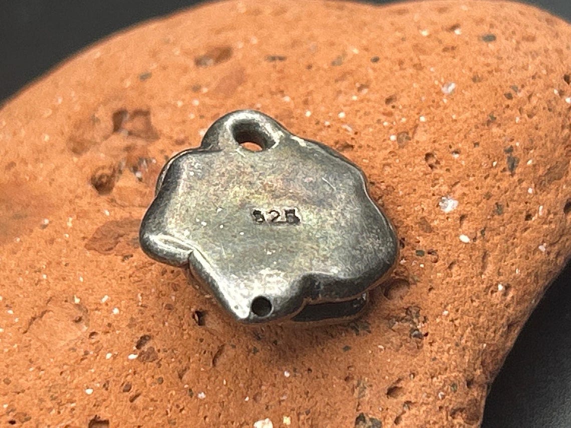 Vintage Sterling Silver Rose Charm Pendant 925 Floral Flower 0.75 x 0.75", photo 5 of 7