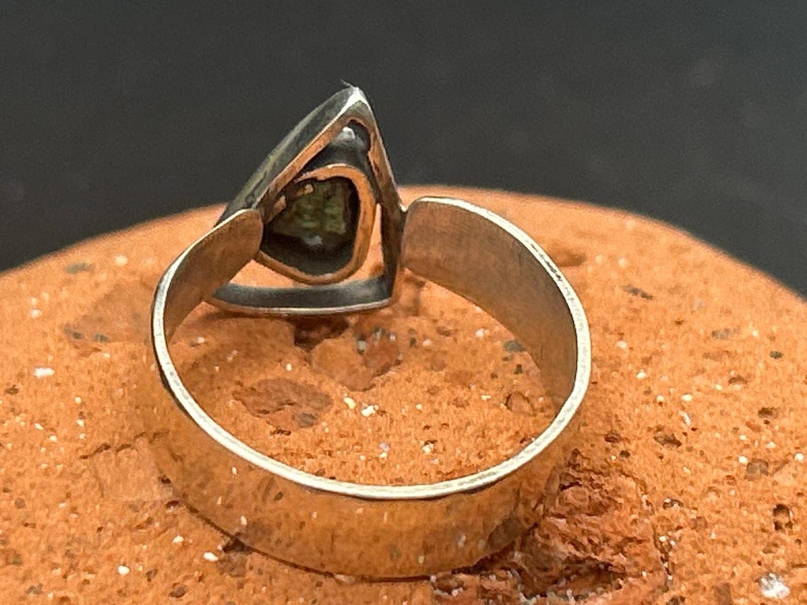 Handmade Maine Sea Glass All Seeing Eye Ring 925 Sterling Silver Size 7 Artisan, photo 4 of 9