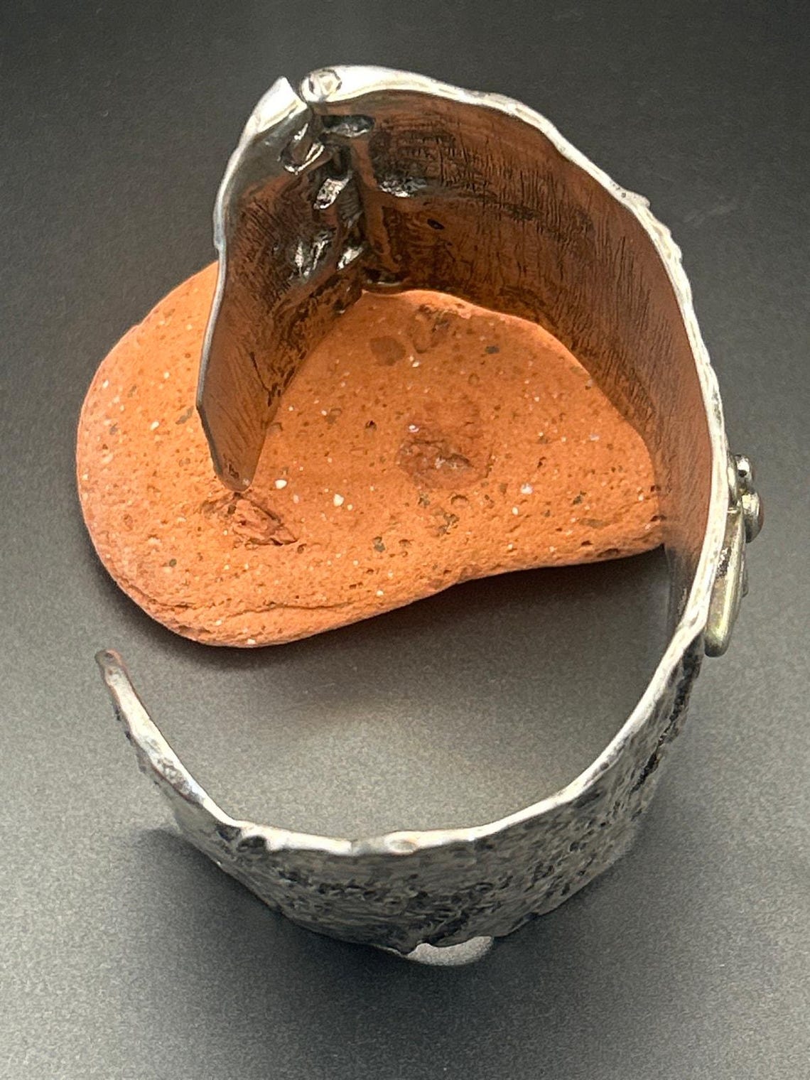 J Hornig 2" Wide Silver Plated Moth To A Flame Bracelet - Adjustable 7" to 8", photo 7 of 8