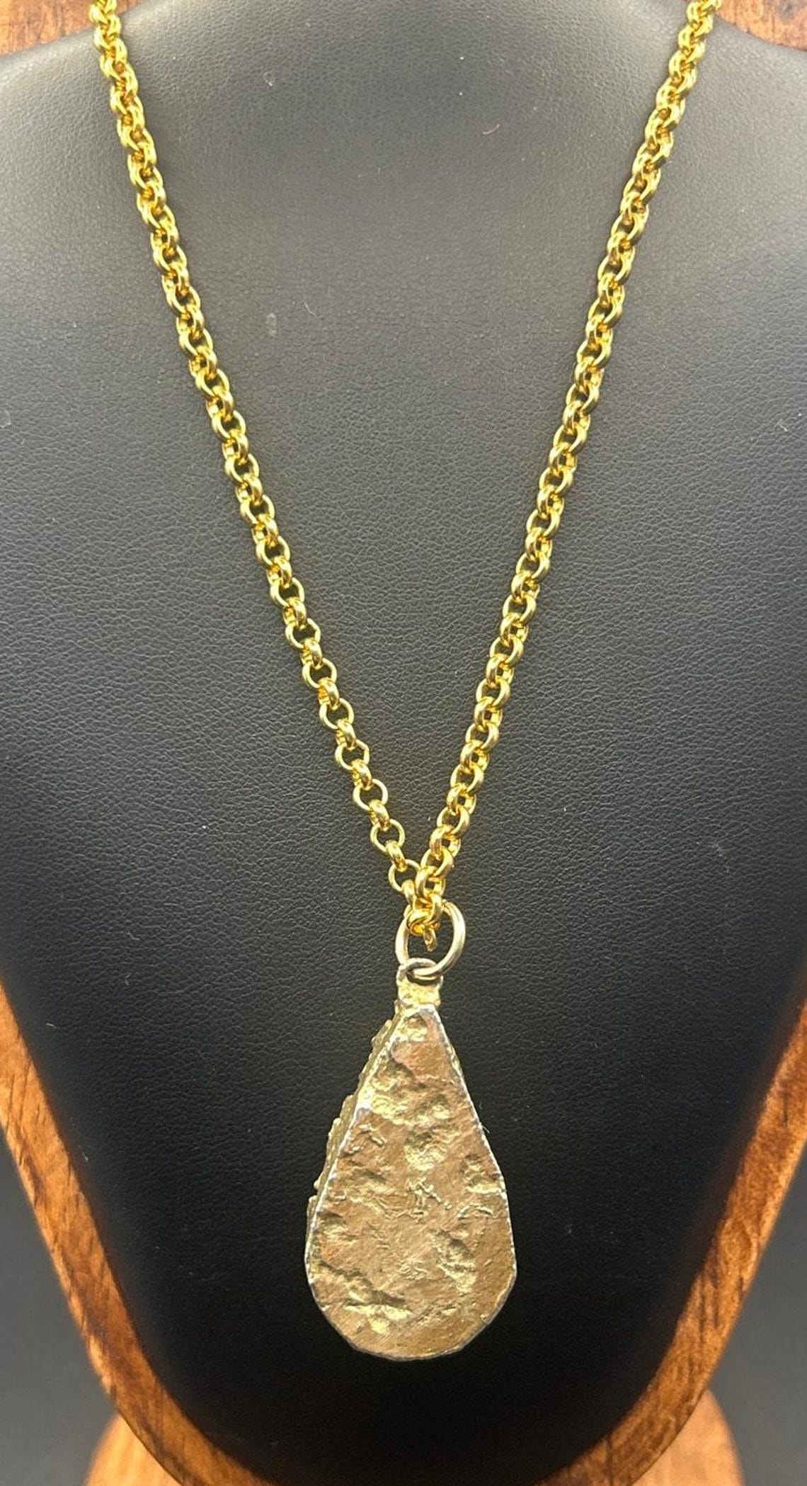 Vintage Premier Designs Amethyst Druzy Pendant Necklace 24" Gold Tone Crown Logo, photo 5 of 7