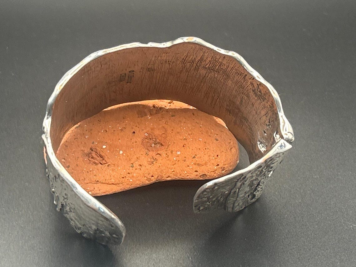 J Hornig 2" Wide Silver Plated Moth To A Flame Bracelet - Adjustable 7" to 8", photo 6 of 8