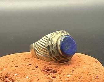 Vintage Afghan Kochi Tribal Ring Lapis Lazuli Split Band Size 9 Repair/Craft