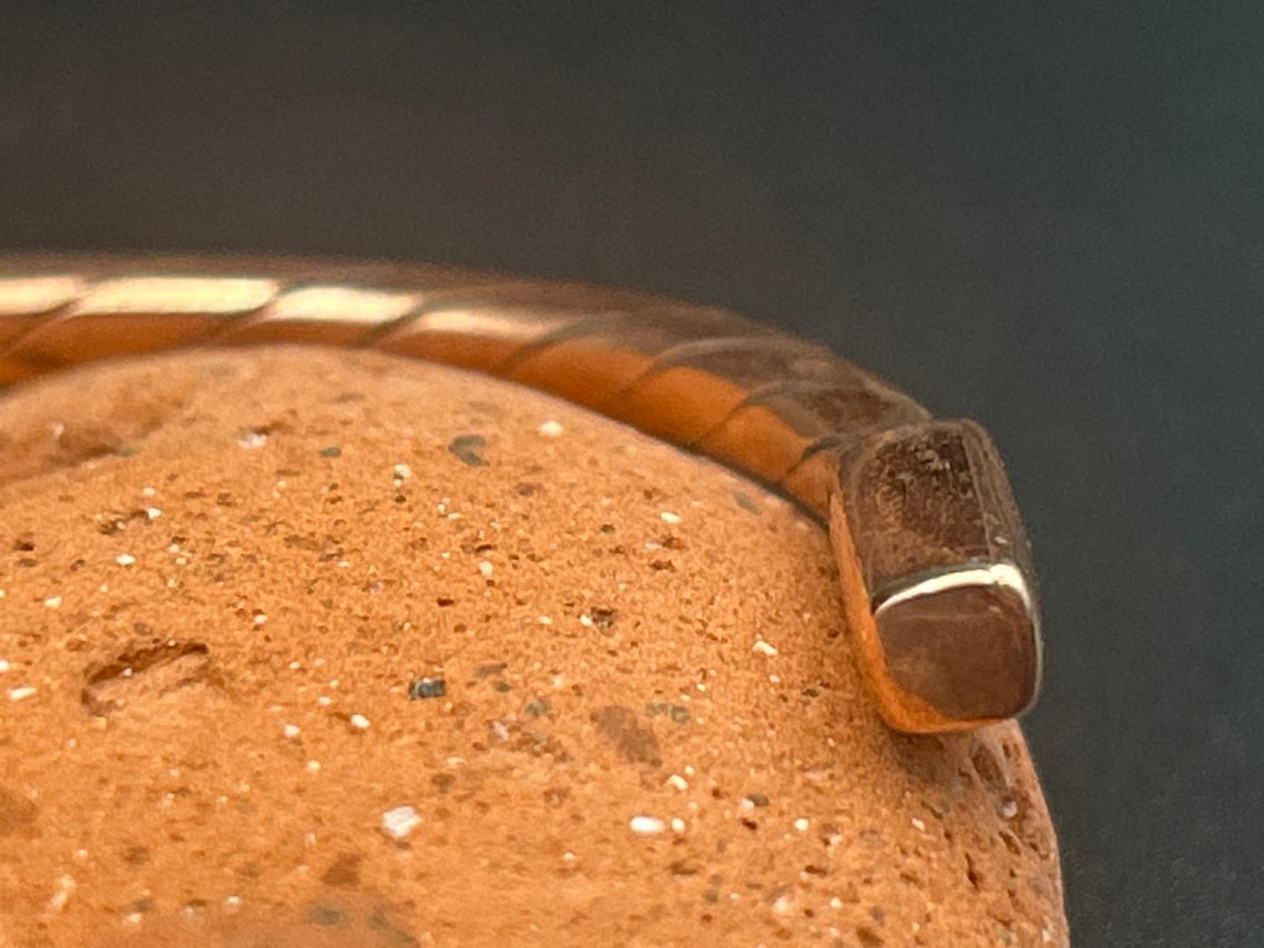 Handmade 3.5mm Squared Copper Twist Bangle Cuff Bracelet Adjustable Artisan Maine, photo 6 of 6
