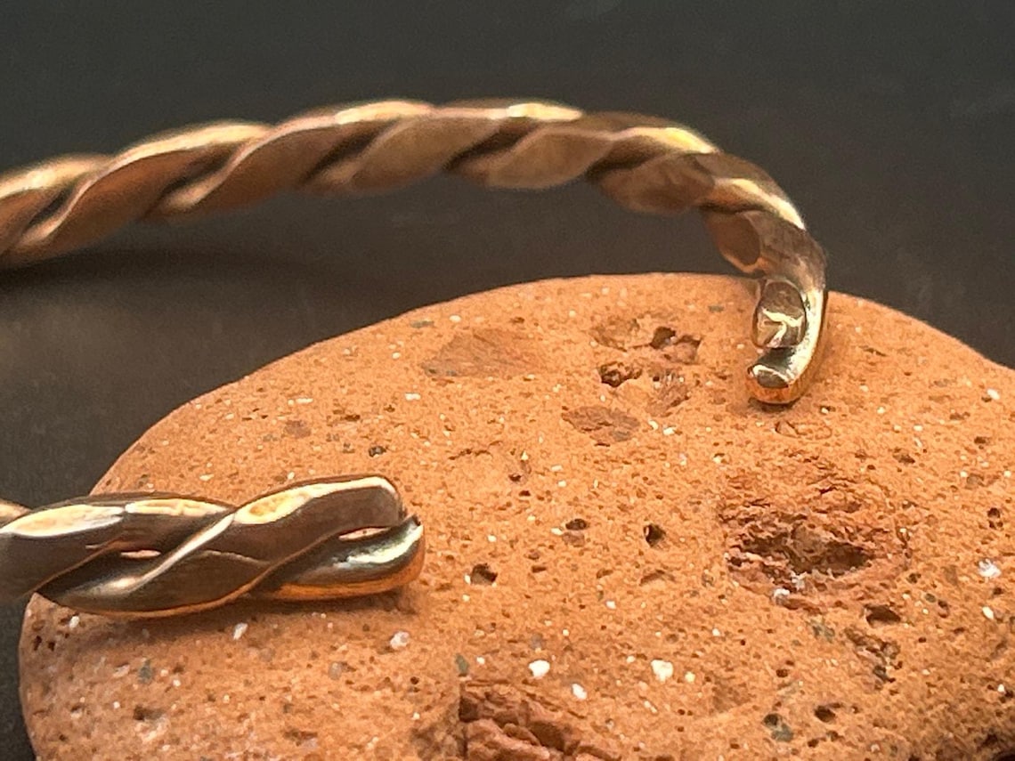 Handmade Copper Twist Bracelet High Polish 6mm Adjustable 7.5" Artisan, photo 4 of 6
