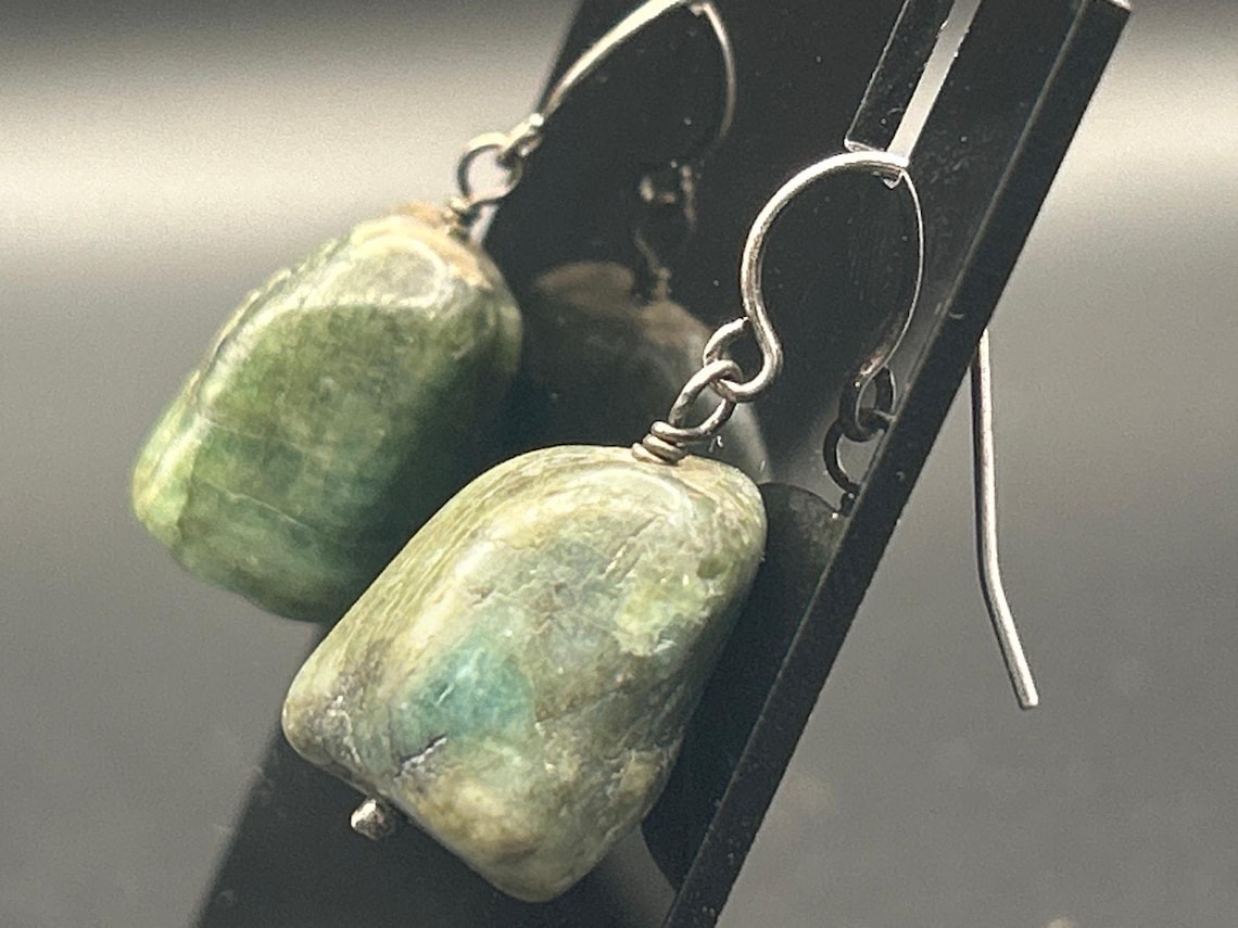 Vintage Lucoral LUC 925 Sterling Silver Raw Emerald 3 Pc Jewelry Set Stuller, photo 12 of 13