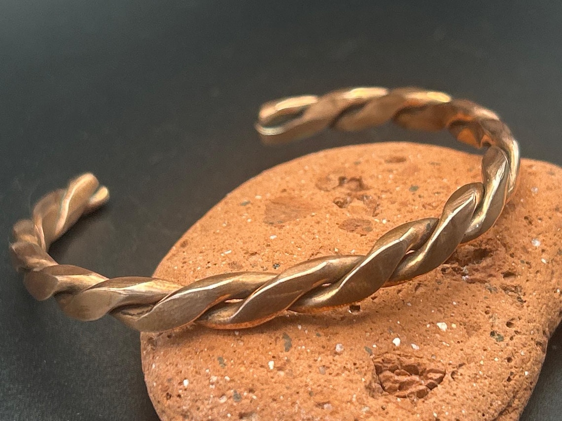 Handmade Copper Twist Bracelet High Polish 6mm Adjustable 7.5" Artisan, photo 2 of 6
