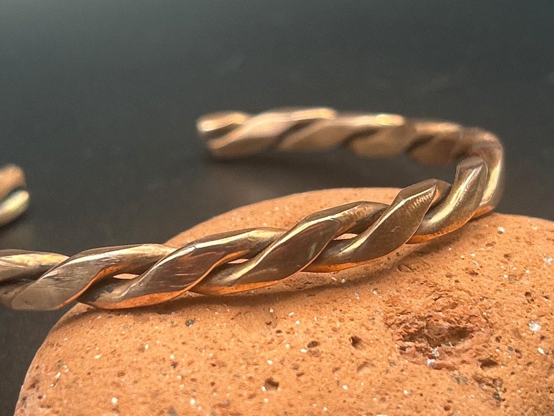 Handmade Copper Twist Bracelet High Polish 6mm Adjustable 7.5" Artisan, photo 6 of 6