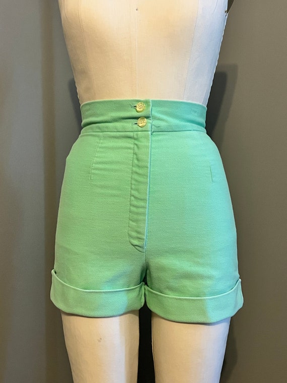 70s Mint Green Denim Shorts