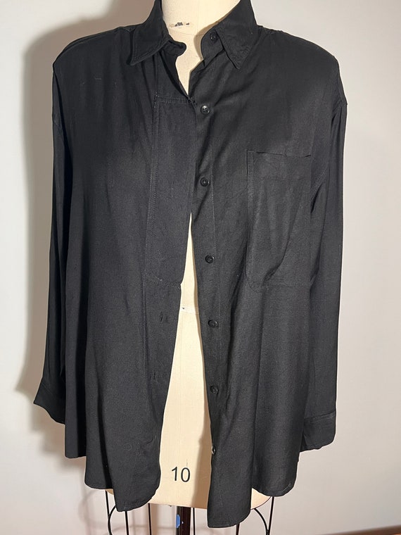 Vintage Boxy Black Button Up