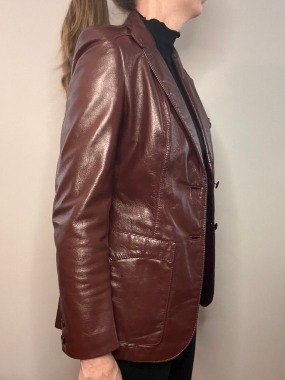 Vintage Etienne Aigner Maroon Leather Jacket - image 2