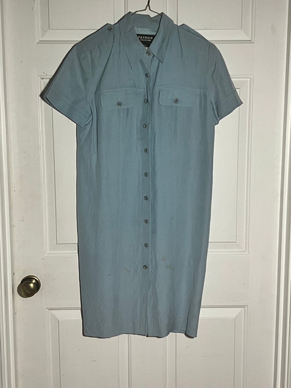 Vtg Light Blue Silk Dress