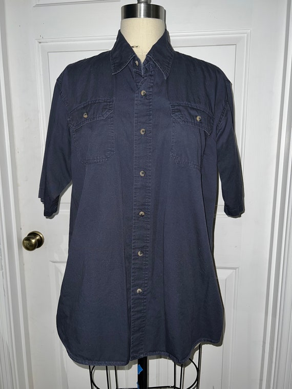 Navy Wrangler Short Sleeve Button-Up