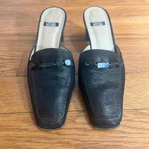 Stuart Weitzman Black Sparkly Slip Ons