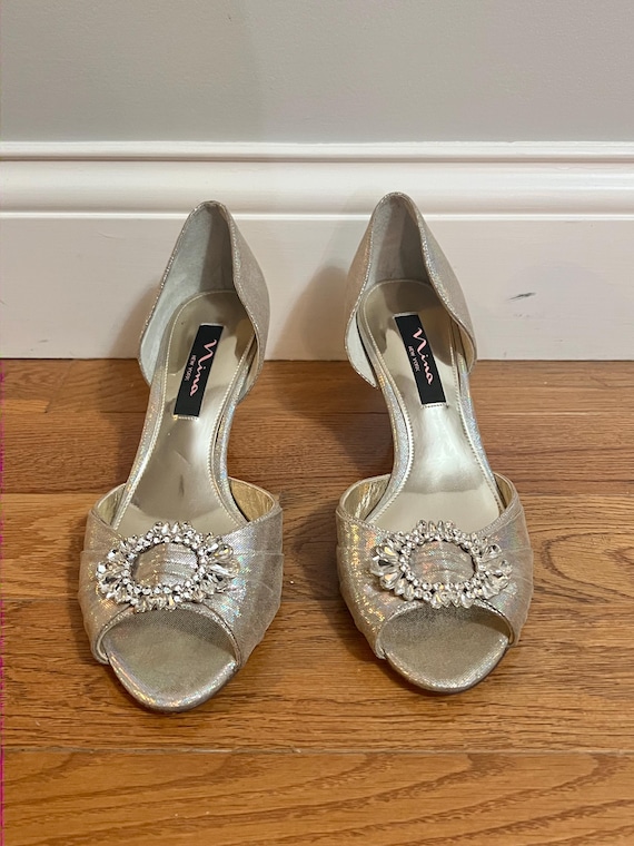 Gold Peep Toe Heels