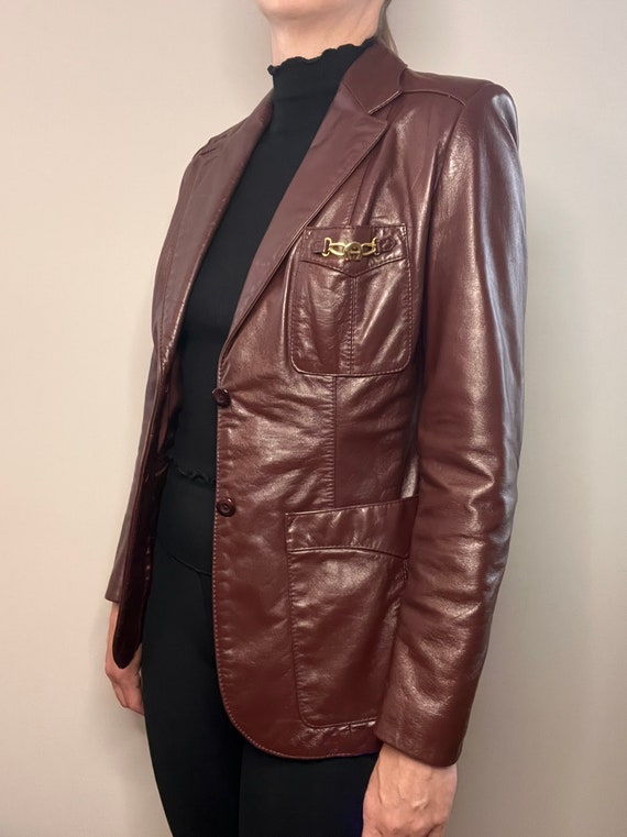 Vintage Etienne Aigner Maroon Leather Jacket - image 3