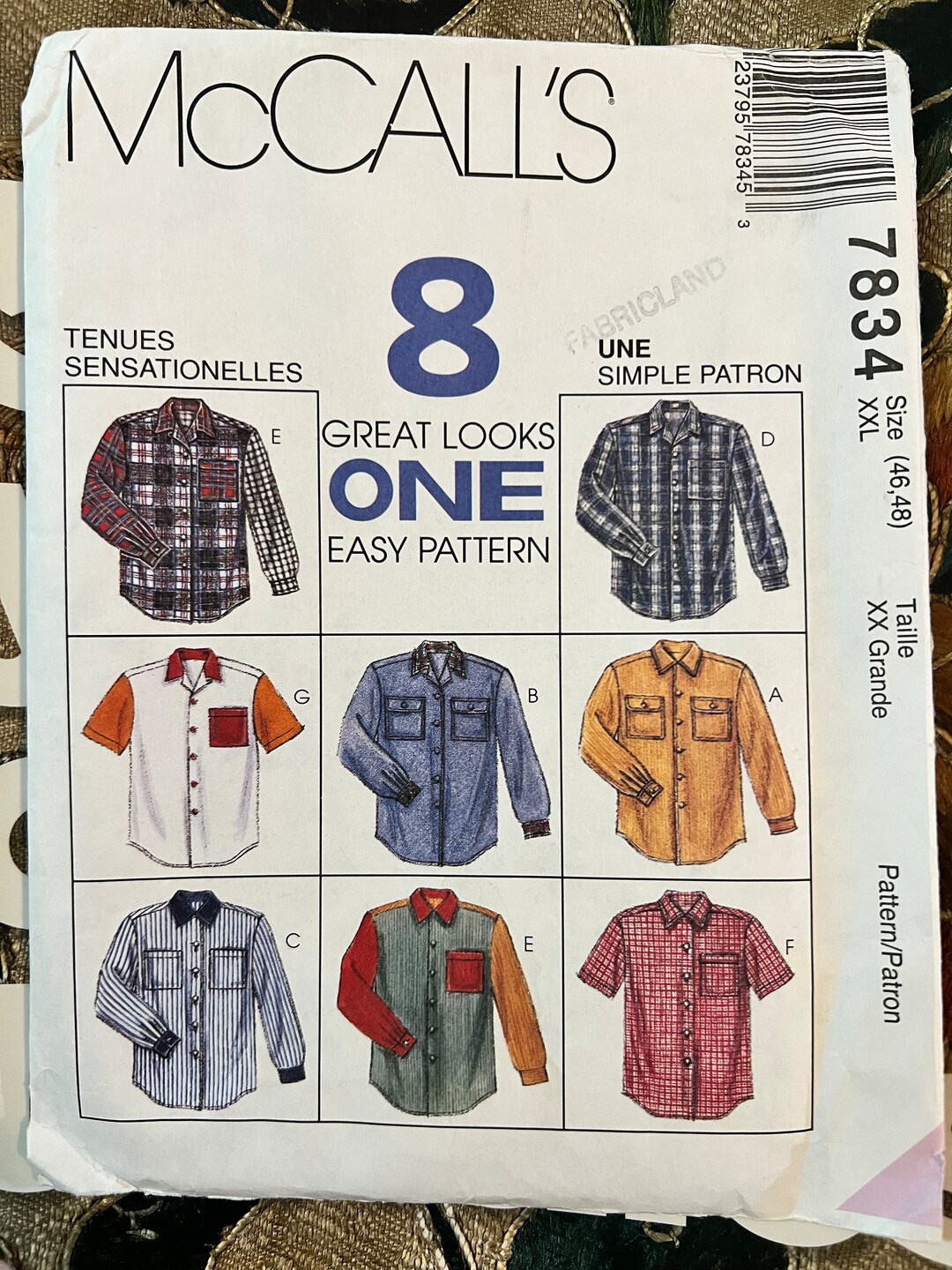 Mccalls 7834 Mens Collared Shirt Pattern Etsy