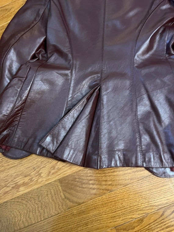 Vintage Etienne Aigner Maroon Leather Jacket - image 8