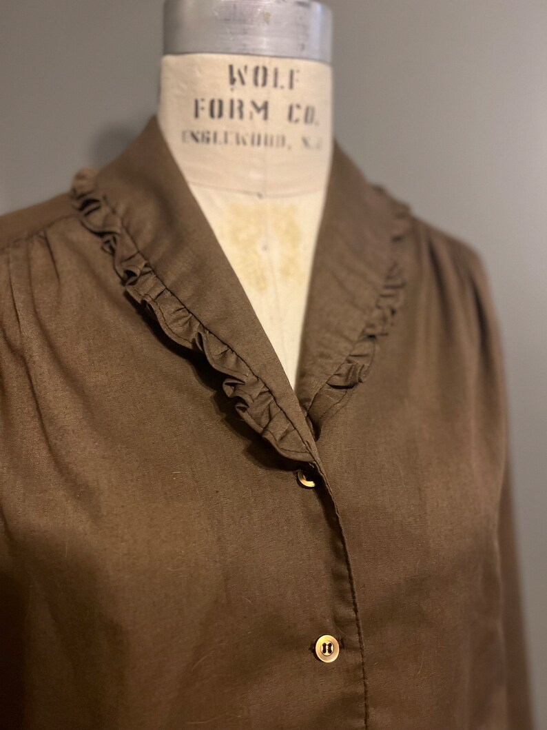 80s Brown Button Up - Etsy