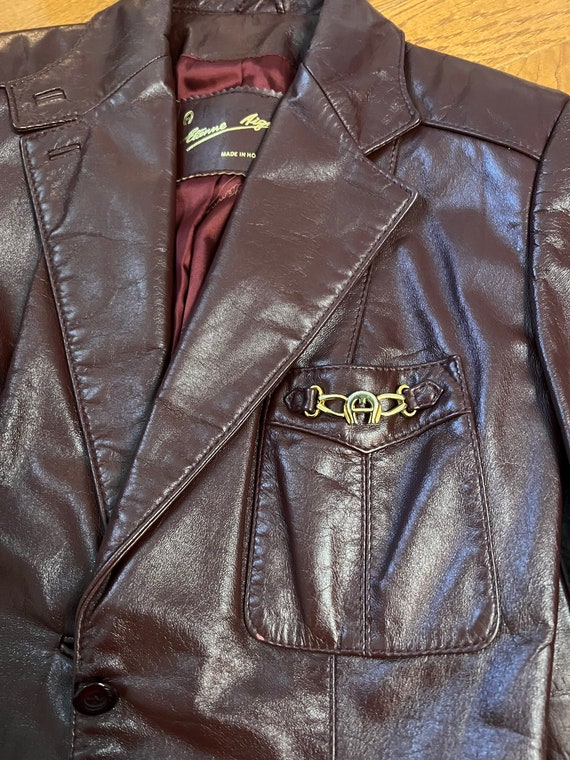 Vintage Etienne Aigner Maroon Leather Jacket - image 9