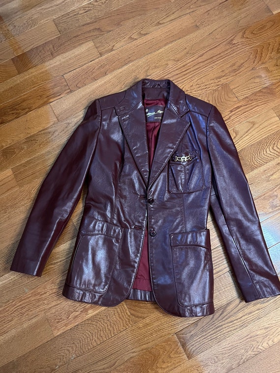 Vintage Etienne Aigner Maroon Leather Jacket - image 7