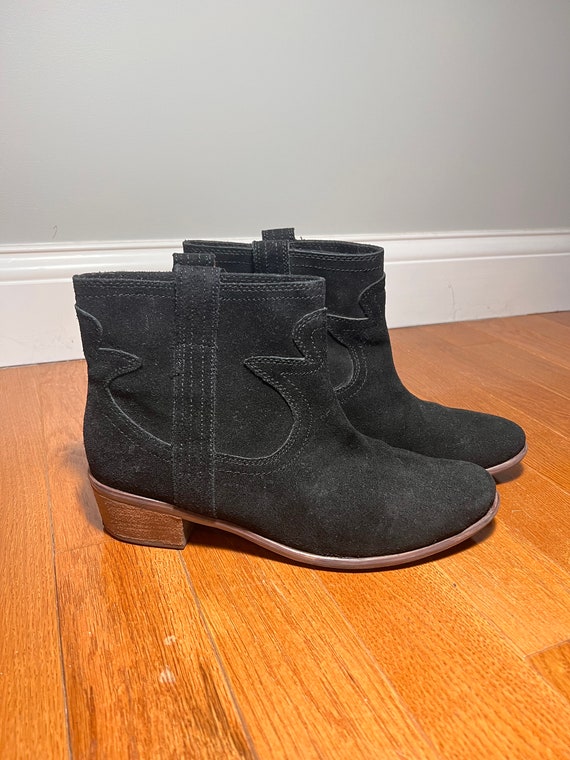 Black Suede Weatern Style Ankle Boots