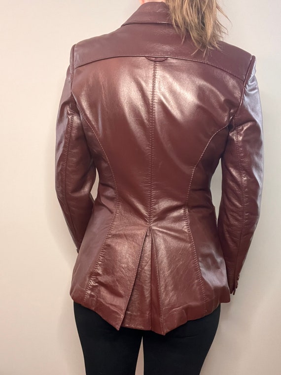 Vintage Etienne Aigner Maroon Leather Jacket - image 5