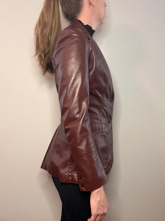 Vintage Etienne Aigner Maroon Leather Jacket - image 4
