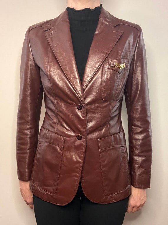 Vintage Etienne Aigner Maroon Leather Jacket - image 1