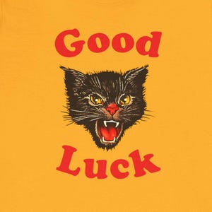 Good Luck Black Cat Vintage Style T-Shirt Unisex Jersey Short Sleeve Tee Cat Lover Witchy Shirt Occult Cottage Core Gift TShirt