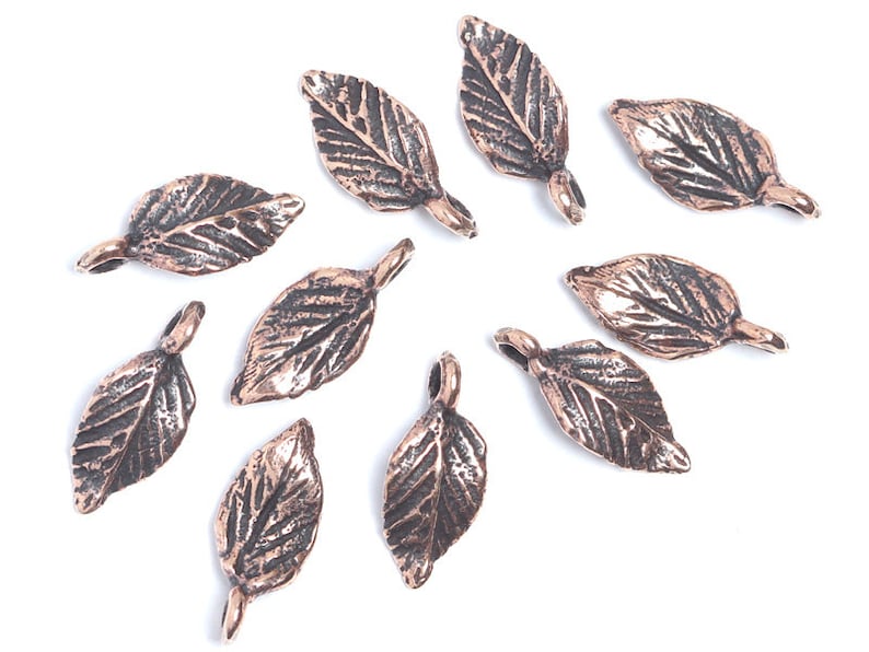 Designed and made by Anna Bronze necklace 3126 Nature inspired tree leaf charms antique bronze findings for jewelry making earrings
