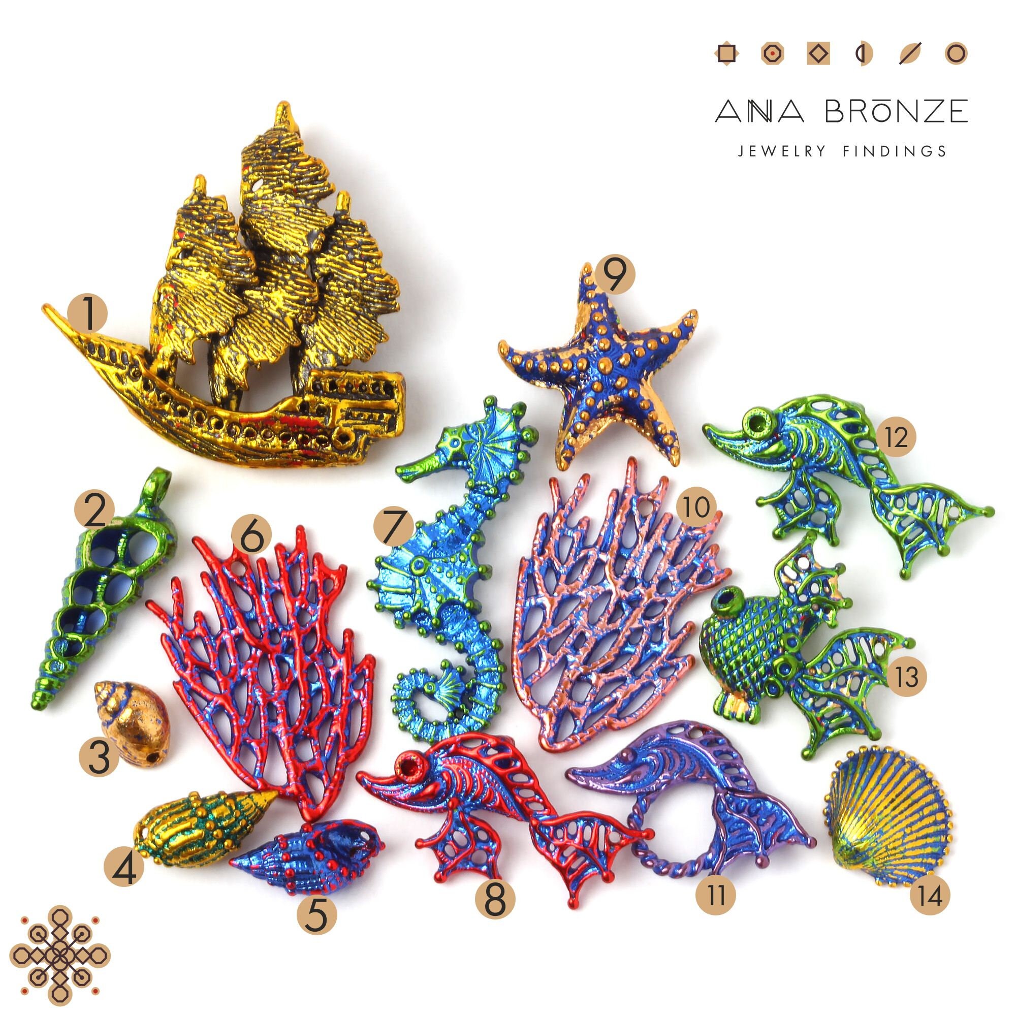 Nautical art jewelry making supplies or findings for craft | Etsy