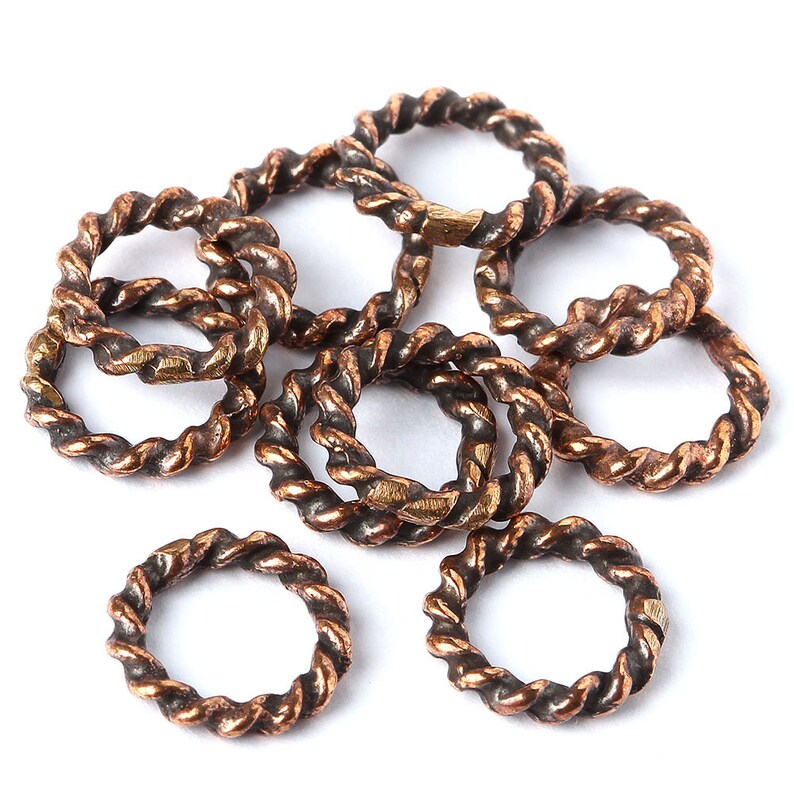 Twisted jump ring bronze jewelry findings twist rope ring band Etsy
