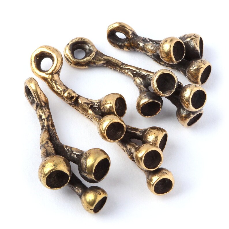 Handmade bronze jewelry findings charms set 30254 blossom Etsy