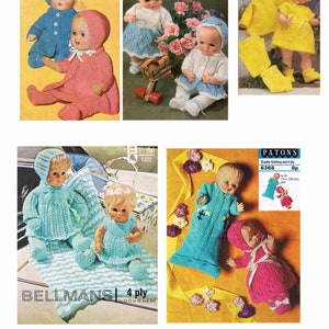 Dolls Clothes Knitting Patterns - 5 Vintage Knitting Patterns in 4 Ply and Double Knit for Dolls pdf download