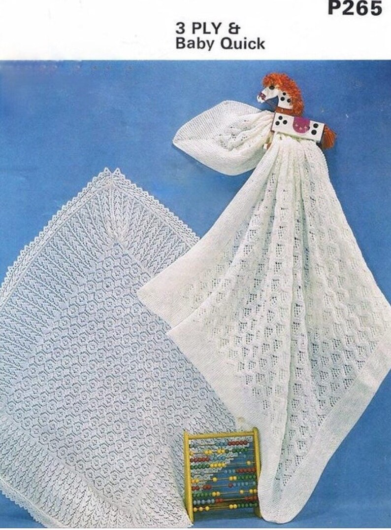 VINTAGE KNITTING PATTERNS for Baby Shawls in 3 Ply 4 Ply and Double