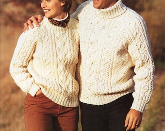 Aran Sweater Strickmuster, Vintage Zopfmuster Pullover (PDF Download)