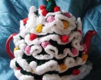 COSY knitting PATTERN Christmas Tree Tea Cosy Knitting Pattern -  pdf. instant download - Knit a Christmas tree  Xmas Decoration - Tea Cozy