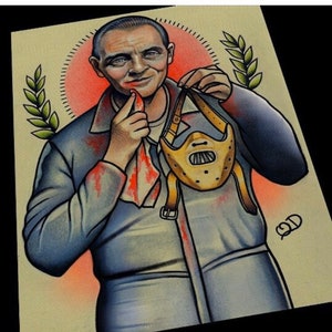Hannibal Lecter Silence of the lambs Tattoo Flash Art Print