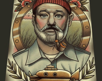 Steve Zissou Life Aquatic Tattoo Art Print